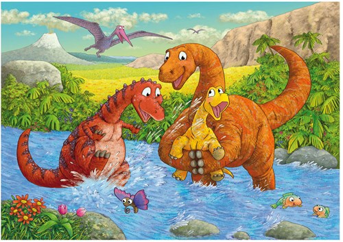Ravensburger puzzle dinosauri giocosi - 2x24 pezzi puzzle bambini-2