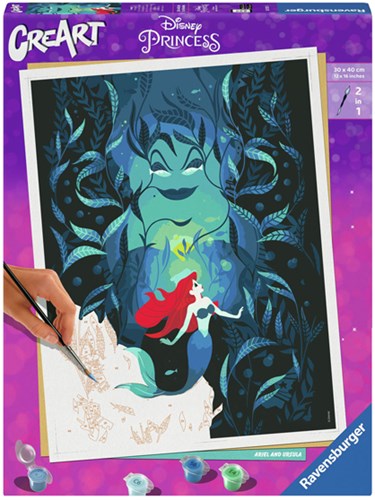 Ravensburger dipingi con i numeri Disney Ariel e Ursula - set creativo per adulti