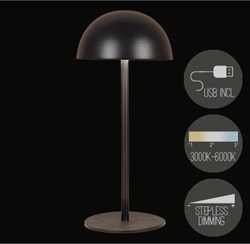 Anna's Collection lampada da tavolo USB nera LED ricaricabile dimmerabile 9,5x22cm