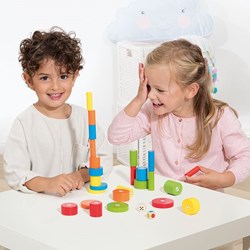 Beleduc gioco di costruzione Torreta gioco di abilità in legno 27 pezzi