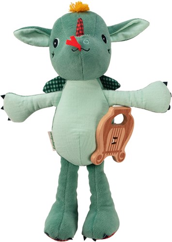 Lilliputiens peluche musicale eco Joe - draghetto con arpa in legno - giocattolo sostenibile