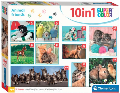 Clementoni puzzle animali 10-in-1 cartone gioco ecologico bambini