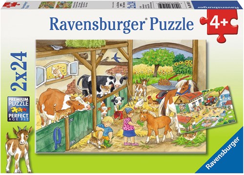 Ravensburger puzzle vita in fattoria - puzzle bambini 2x24 pezzi animali