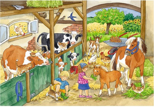 Ravensburger puzzle vita in fattoria - puzzle bambini 2x24 pezzi animali-2