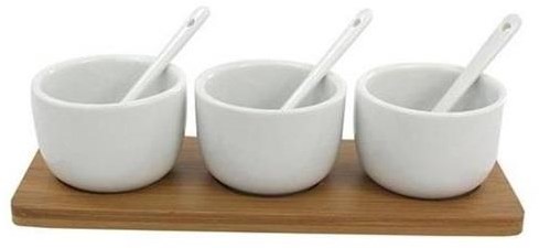 Food for Fun set per salse 7 pezzi con vassoio in legno bianco multi