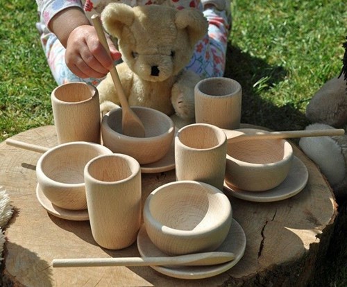 Cosy set da tè in legno orsetto 16 pezzi gioco di ruolo durevole