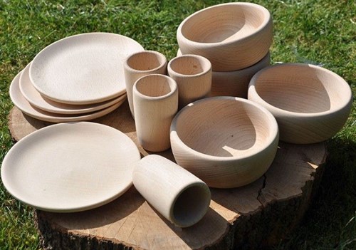 Cosy set da tè in legno naturale 12 pezzi per gioco di ruolo e cucina di fango