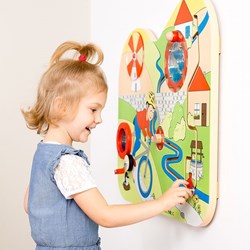Beleduc gioco da parete Marble River elemento ludico educativo in legno