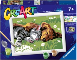 Ravensburger dipingere con i numeri animali - CreArt gatti e cani che dormono