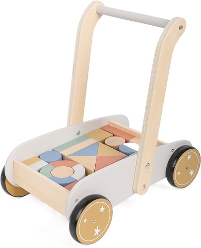 Atan carrello primi passi con blocchi in legno - giocattolo attività per bambini piccoli