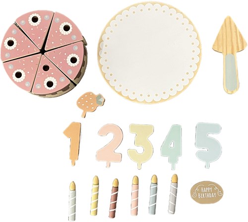 Atan torta di compleanno in legno giocattolo - gioco di ruolo e creatività-3