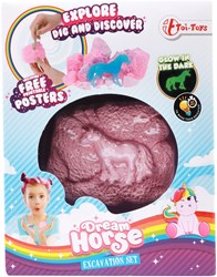 Toi-Toys set di scavo unicorno glow in the dark giocattolo rosa