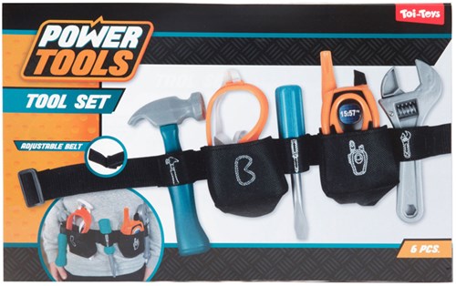 Toi-Toys cintura portautensili giocattolo con set Power Tools 6 pezzi