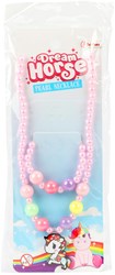 Collana di perle e braccialetto set gioielli unicorno per bambini rosa