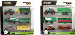 Toi-Toys set fattoria in metallo trattori con rimorchi 6 pezzi