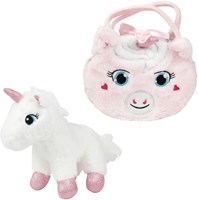 Toi-Toys peluche unicorno morbido in borsa unicorno con corno glitterato-3