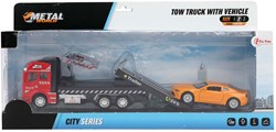 Toi-Toys camion giocattolo traino in metallo con gru e funzione pull-back