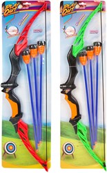 Toi-Toys set arco e frecce giocattolo con 3 frecce per bambini