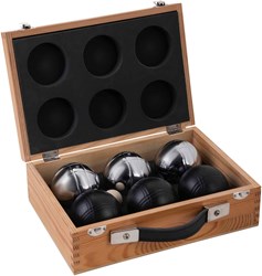 Set bocce metallo valigetta legno lusso gioco outdoor