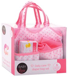 Johntoy borsa cambio bambola con accessori - borsa rosa cura
