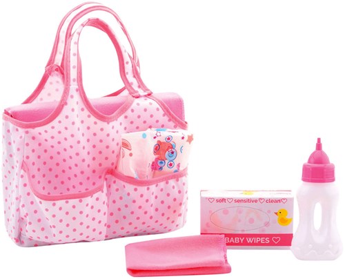 Johntoy borsa cambio bambola con accessori - borsa rosa cura-2