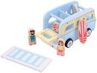 Jouéco autobus da spiaggia in legno - bus retrò con accessori-3