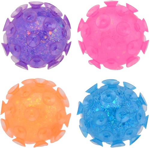 Johntoy palline ventosa glitter giocattolo multicolore 12 pezzi