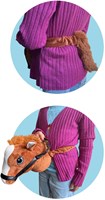 Johntoy testa di cavallo peluche giocattolo con elastico e suono beige-2