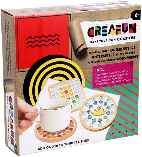 Creafun set creativo sottobicchieri - kit mosaico colorato fai-da-te