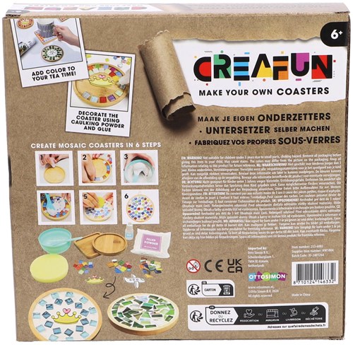 Creafun set creativo sottobicchieri - kit mosaico colorato fai-da-te-2