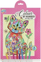 Colora per numero set animali 23x30,5cm con 8 matite colorate-3