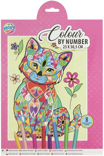 Colora per numero set animali 23x30,5cm con 8 matite colorate-3