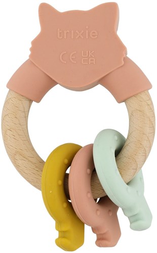Trixie anello attività in legno per bebè rosa - massaggiagengive in silicone Mrs. Cat-2