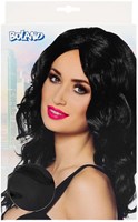 Boland - Parrucca nera ondulata lunga donna showgirl costume festa-2