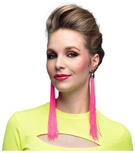 Boland orecchini neon rosa festival accessorio disco anni 80 donna-2