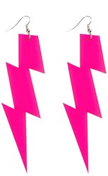 Boland orecchini fulmine rosa neon - accessorio disco donna festa anni '80