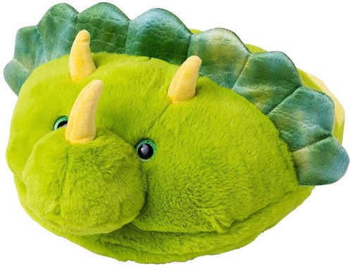Noxxiez scaldapiedi dino pantofola peluche verde giocattolo