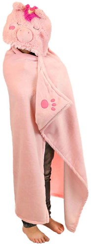 Noxxiez coperta coccola unicorno pile cappuccio 130x100cm bambini