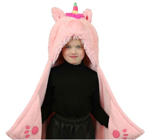 Noxxiez coperta coccola unicorno pile cappuccio 130x100cm bambini-2