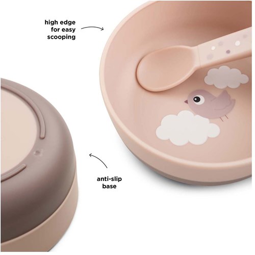Done by Deer ciotola rosa antiscivolo bimbo plastica 375ml-3