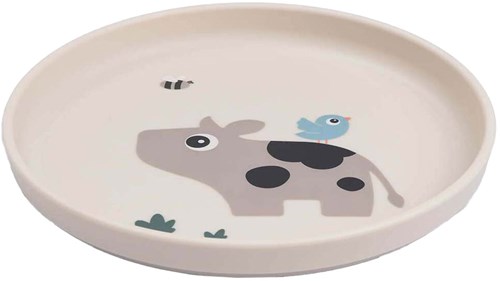 Done by Deer piatto bambini fattoria beige - piatto in plastica senza BPA-2