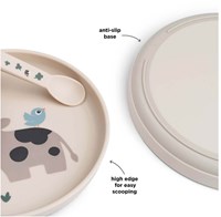 Done by Deer piatto bambini fattoria beige - piatto in plastica senza BPA-3