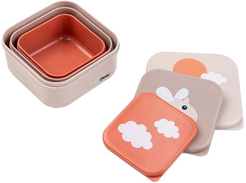 Done by Deer set snack box rosa - 3 pezzi - Happy Clouds - lunch box-2