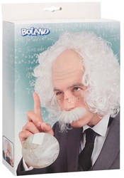 Boland parrucca professore bianca con baffi e occhiali - accessorio costume adulti
