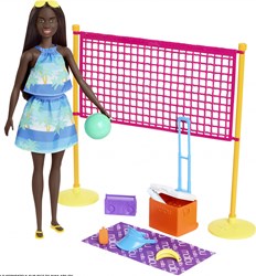 Mattel Barbie set pallavolo accessori spiaggia plastica riciclata