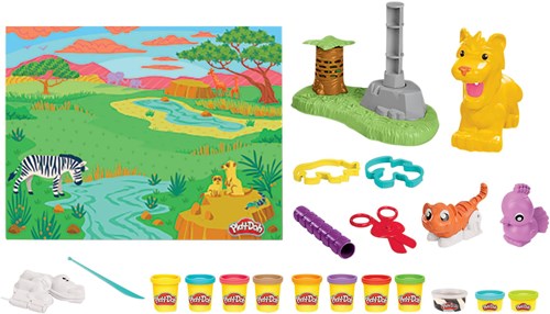 Hasbro Play-Doh set leone con pasta modellabile e accessori animali-2