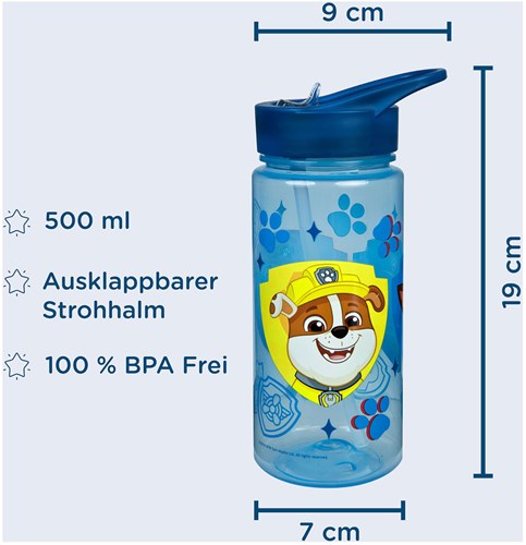 Paw Patrol borraccia 500 ml - bottiglia per bambini con cannuccia-3