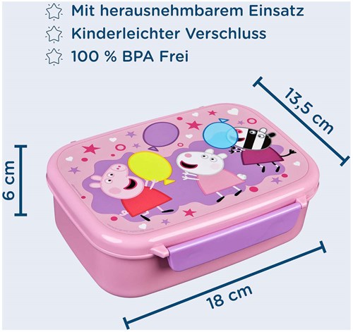 Lunch box Peppa Pig con contenitore snack - colorata per bambini-3