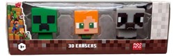 Lobbes set gomme 3D Minecraft - 3 pezzi - giocattolo stile pixel