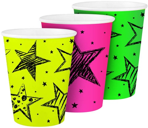 Folat bicchieri neon - bicchieri festa usa e getta 250ml - set da 6 pezzi